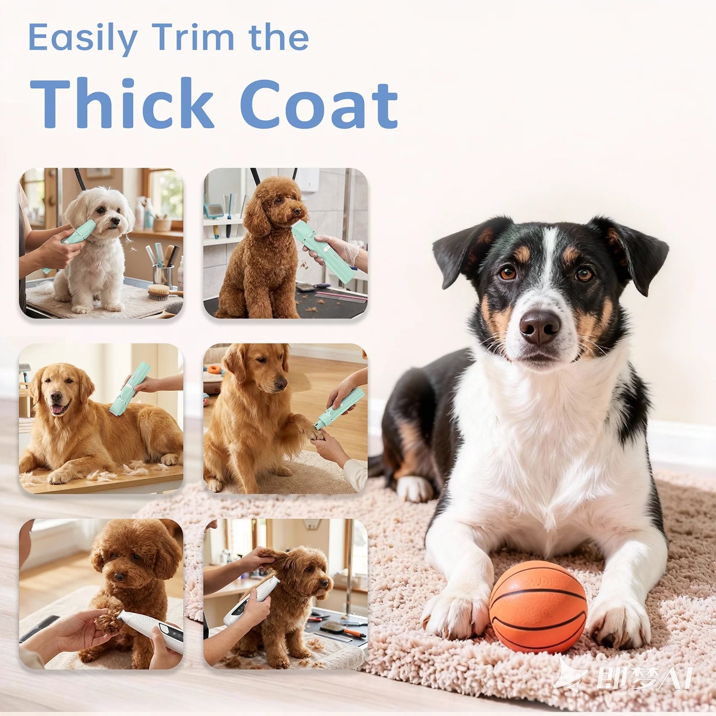 4-in-1 Cordless Dog Grooming Kit for Thick Coats