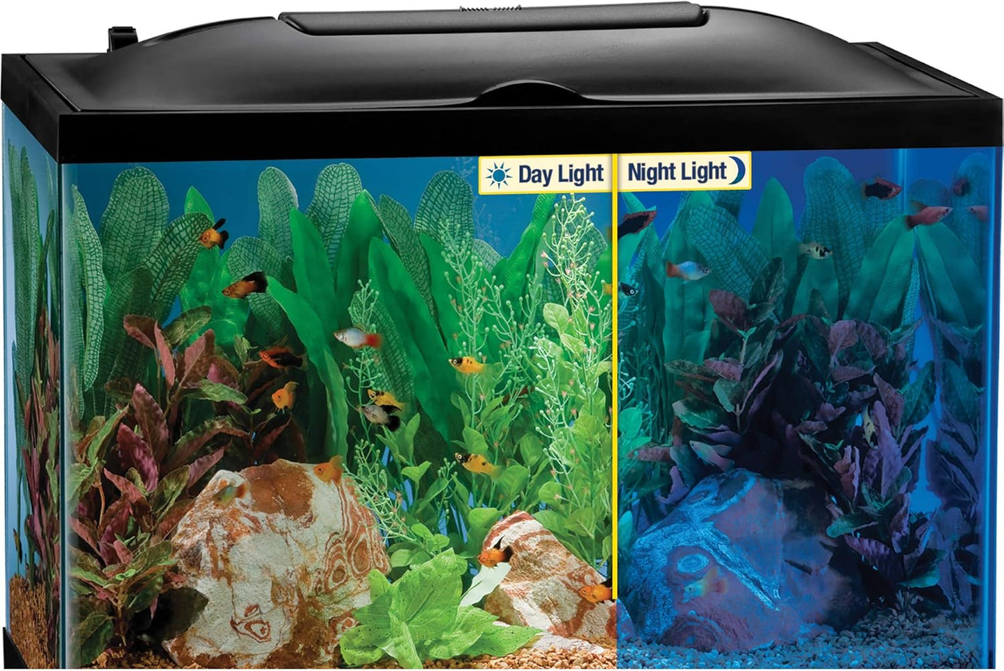 LED Light Hood for Aquariums, Day & Night Light 24 by 12-Inch,Blacks & Grays