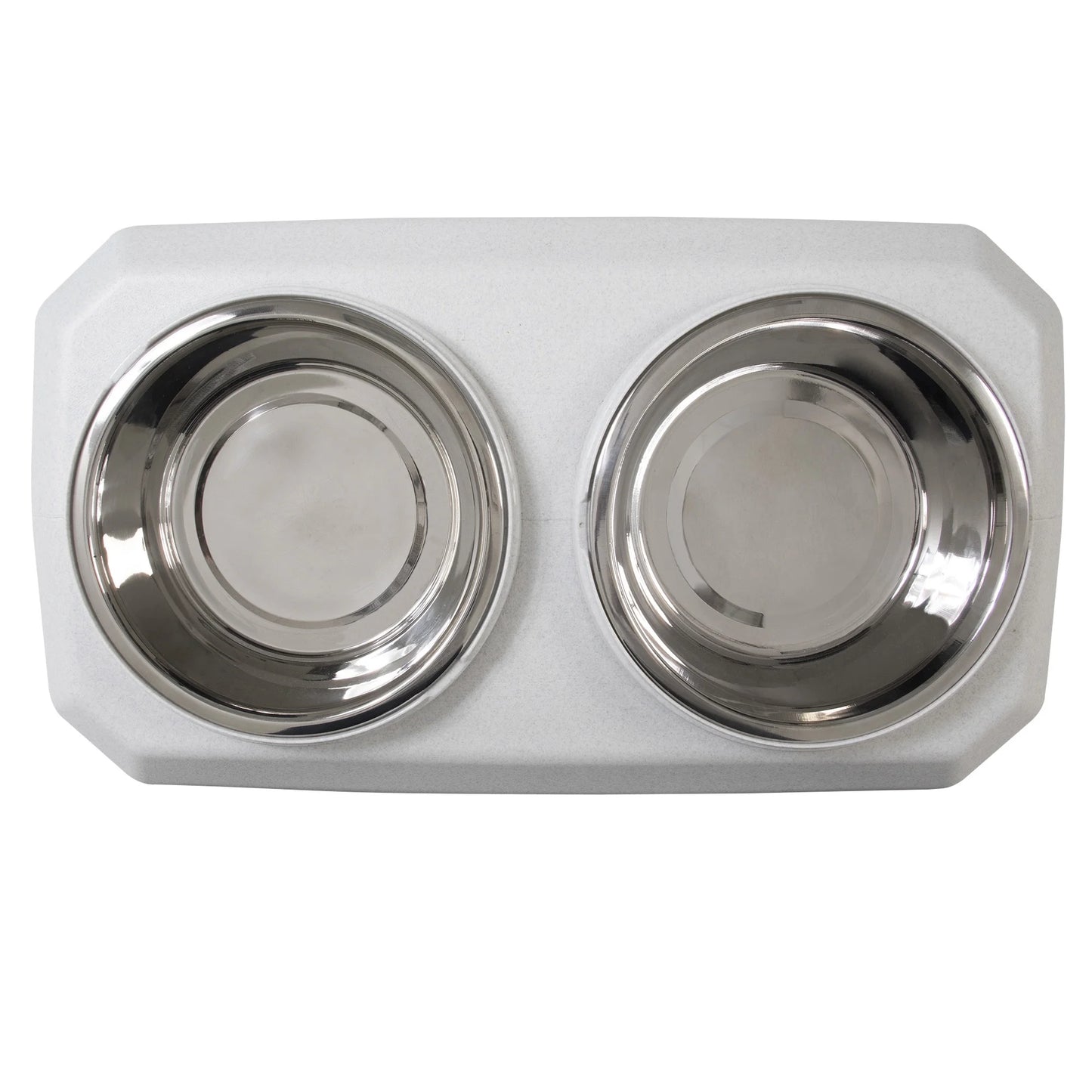 Vittles Vault 2-In-1 Elevated Stainless Steel Dog Bowls with 50 Lb Dry Food Storage, White