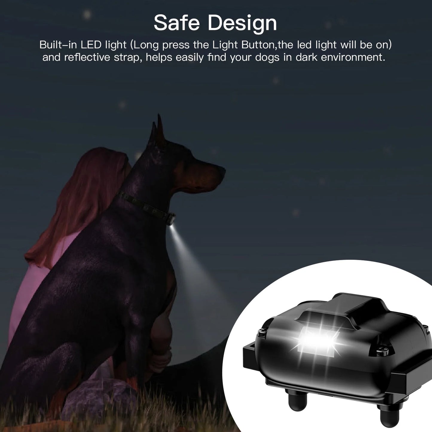 Dog Training Collars, Dog Shock Collar with Remote 2600 Feet, 3 Modes Beep Vibration Shock, IPX7 Waterproof, LED Light, USB Charging, Dog Bark Collar for Training Small Medium Large Dogs