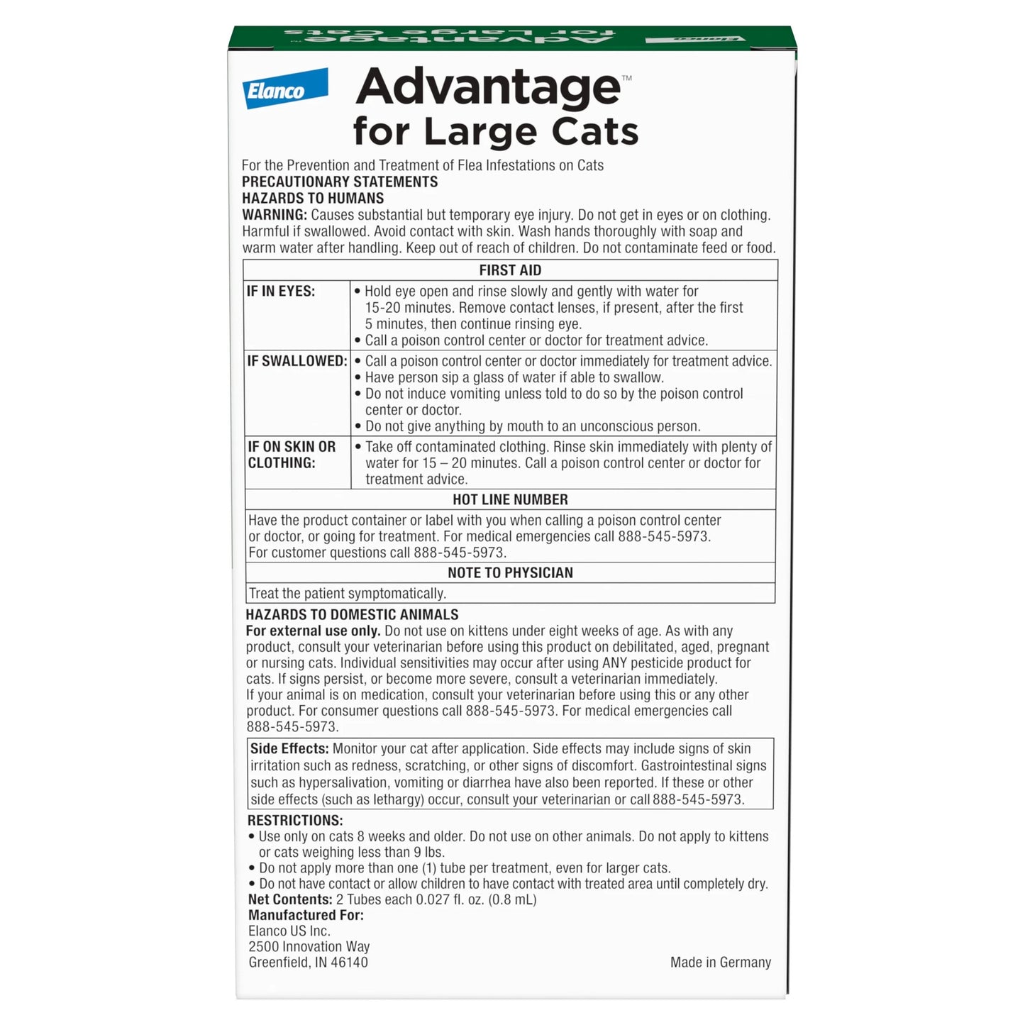 Topical Flea Treatment & Prevention for Large Cats over 9 Lbs. (2 Count)