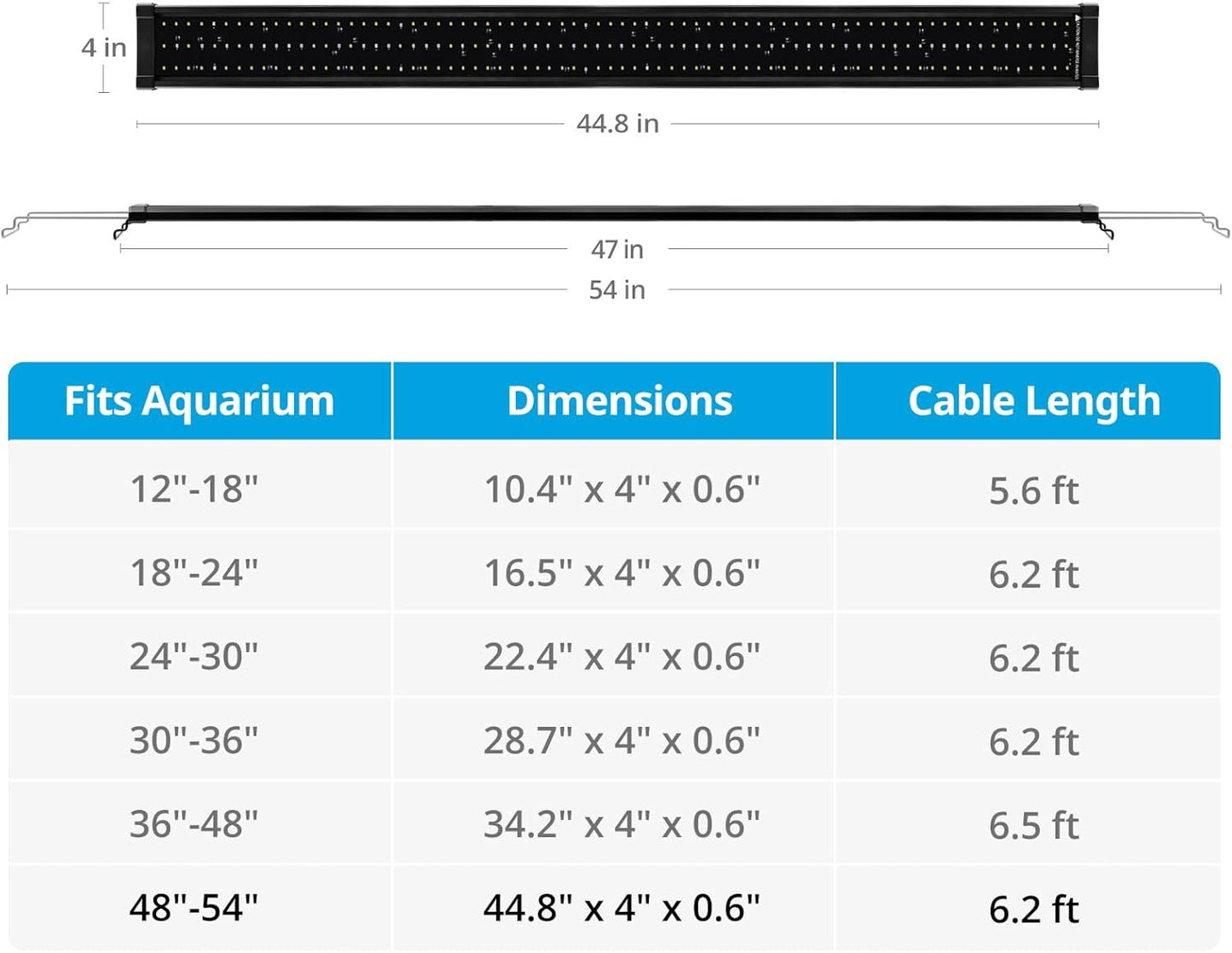 Classicled plus LED Aquarium Light with Timer, 32 Watts, for 48 to 54 Inch Fish Tank Light, Daylight and Moonlight Cycle