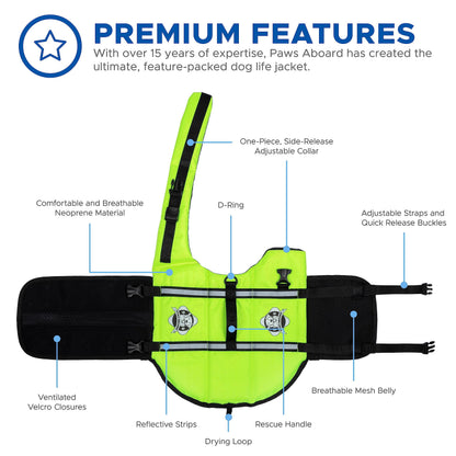 1400 Dog Life Jacket, Neon Yellow - Medium