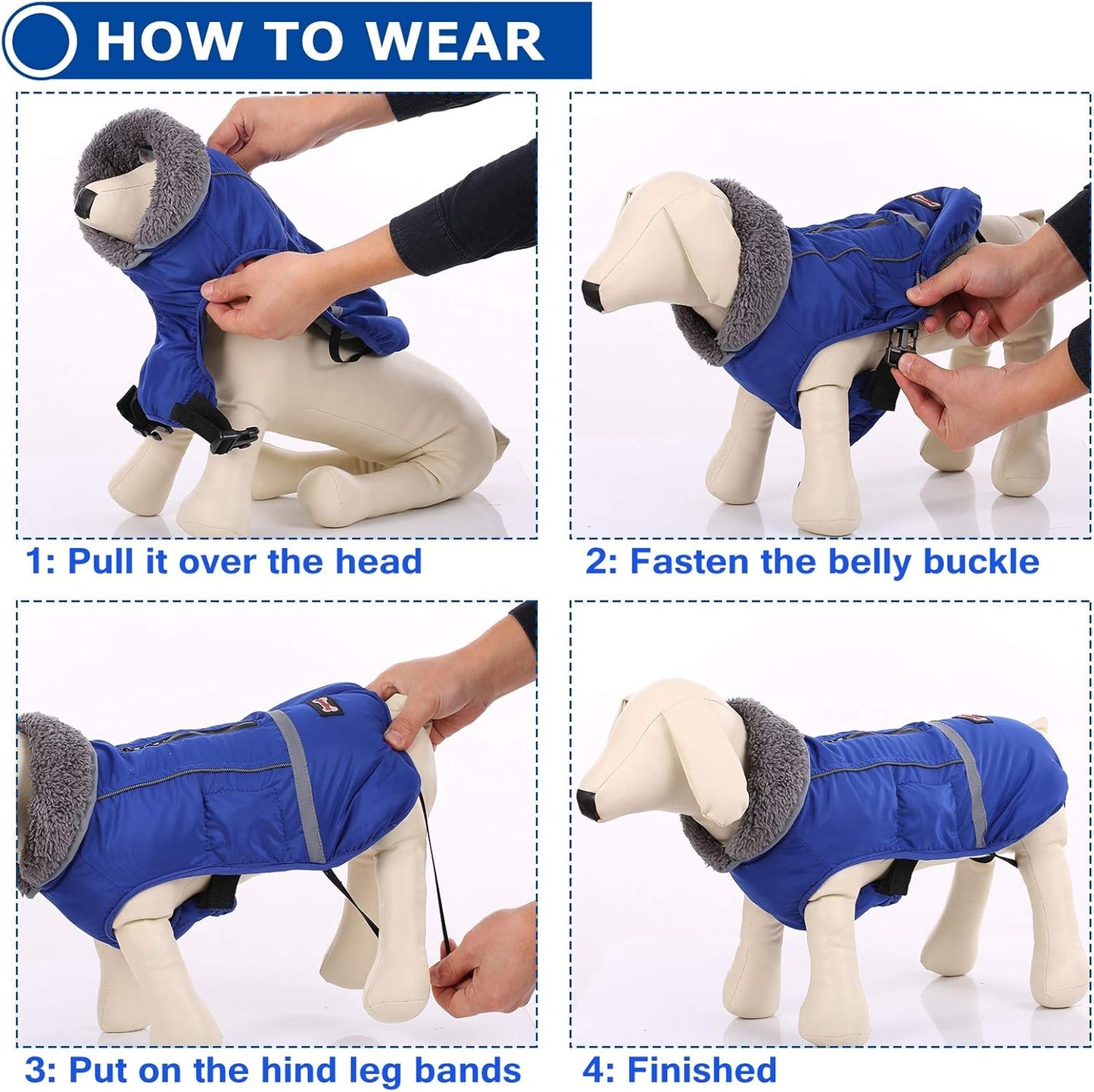 Warm Dog Coat Reflective Dog Jacket, Waterproof Dog Winter Coat Turtleneck Dog Clothes for Cold Weather, Thick Fleece Dog Snowsuit Christmas Dog Vest Pet Apparel for Small Medium Large Dogs 2XL