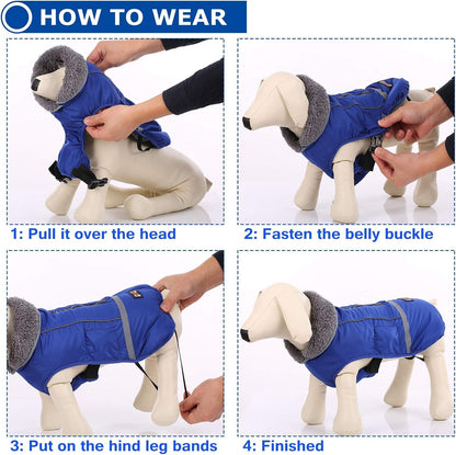 Warm Dog Coat Reflective Dog Jacket, Waterproof Dog Winter Coat Turtleneck Dog Clothes for Cold Weather, Thick Fleece Dog Snowsuit Christmas Dog Vest Pet Apparel for Small Medium Large Dogs 2XL