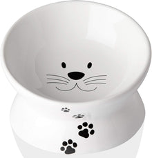 Cat Food Bowls, 10 OZ Elevated Cat Bowls for Cats and Small Dogs, Tilted Pet Feeder Bowl with Raised Stand Protect Cat'S Spine, Ceramic Cat Water Bowl No-Spill, Stress Free Cat Dish 1Pcs