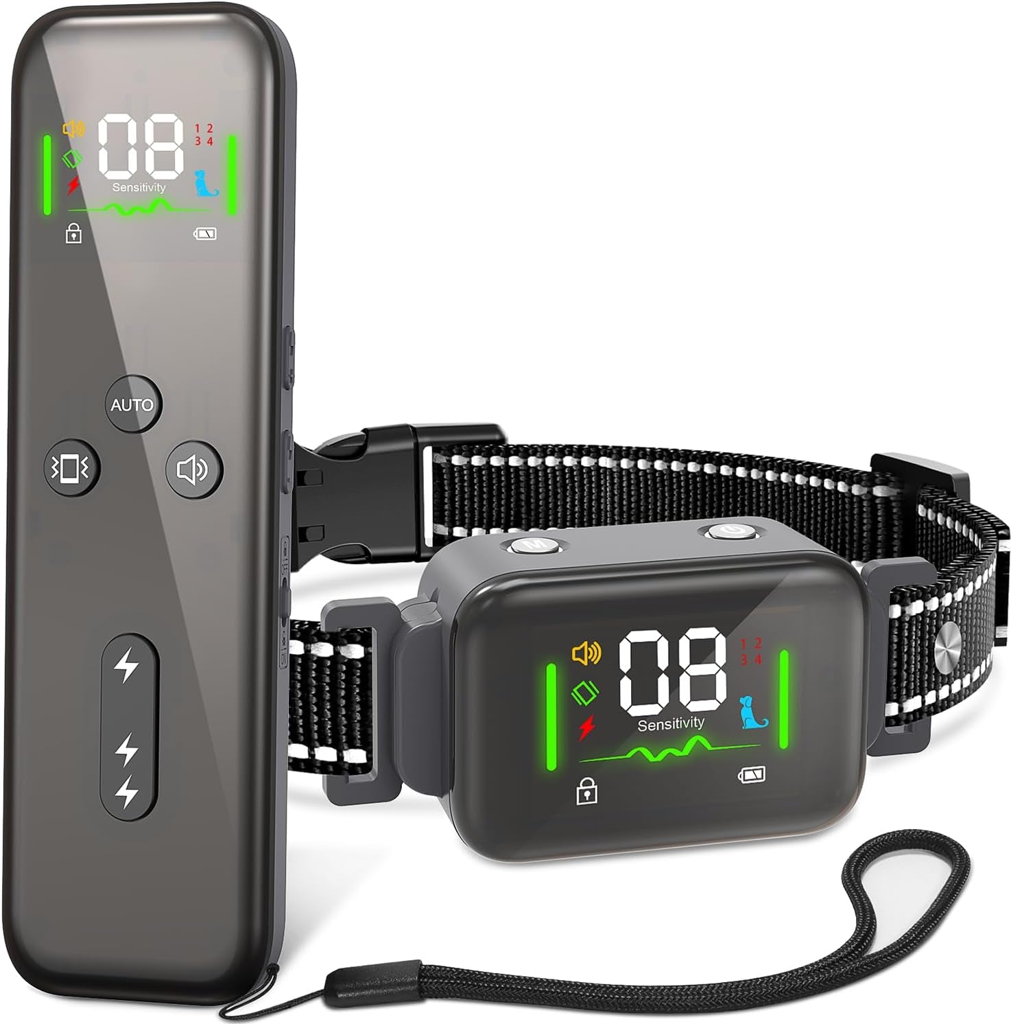 Dog Training Collar with Automatic No Barking Mode Remote 2600FT Dog Shock Collar with Replacement Strap (Gray)