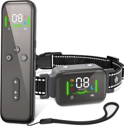 Dog Training Collar with Automatic No Barking Mode Remote 2600FT Dog Shock Collar with Replacement Strap (Gray)