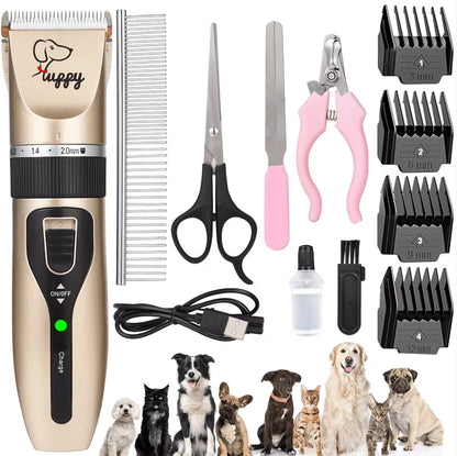 Low-Noise Cordless Pet Clippers Kit for Thick Coats