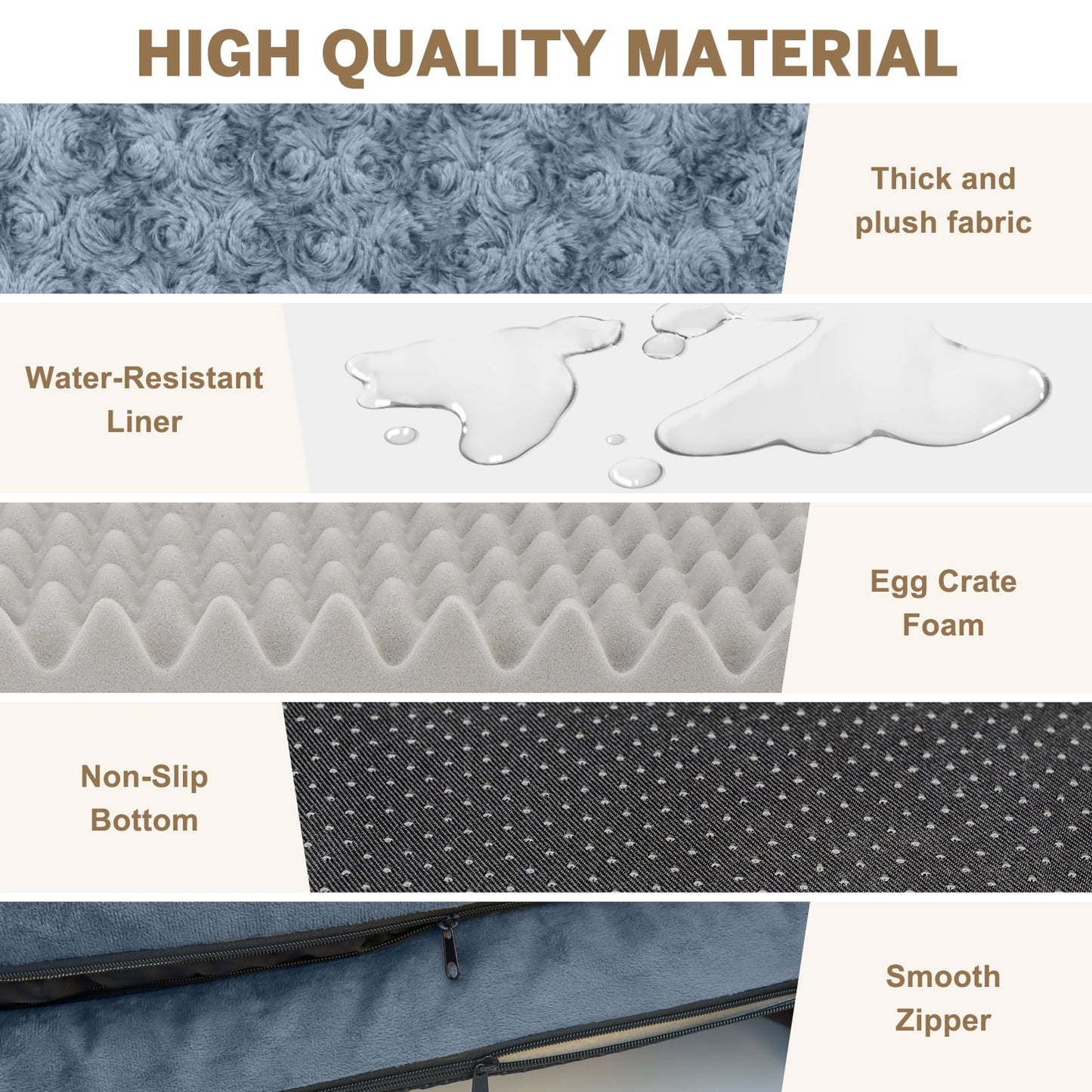 Waterproof Orthopedic Bolster Dog Sofa Bed, 42" x 31", Dark Gray