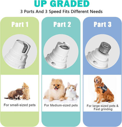 Quiet 3-Speed Rechargeable Pet Nail Grinder with LED Lights