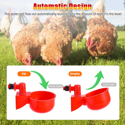 12X Chicken Automatic Watering Cups, Drinker Waterer, for Duck Quail Hen Poultry