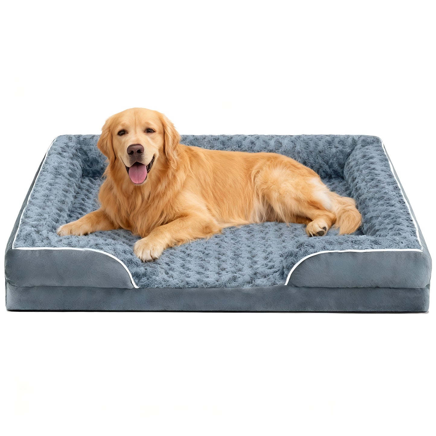Waterproof Orthopedic Bolster Dog Sofa Bed, 42" x 31", Dark Gray