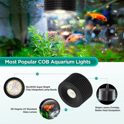 Full Spectrum Aquarium Light, 4 Channels Remote Control，Adjustable Gooseneck Freshwater Super Bright Fish Tank Light for Planted Nano Freshwater Aquarium Tank (A20 16W
