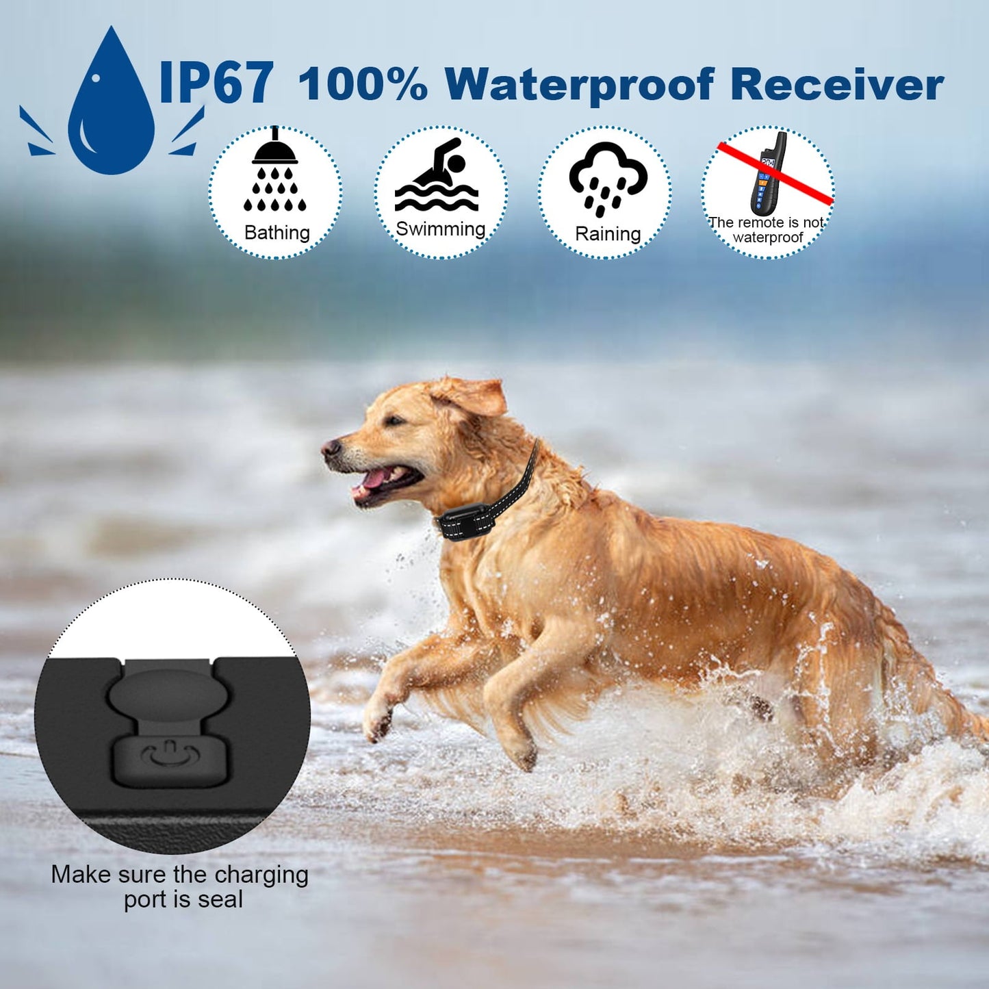 Dog Shock Collar with Remote, Waterproof Rechargeable Dog Training Collar for Small Medium Large Dogs, Electronic Collar with Sound, Vibration, and Electric Shock