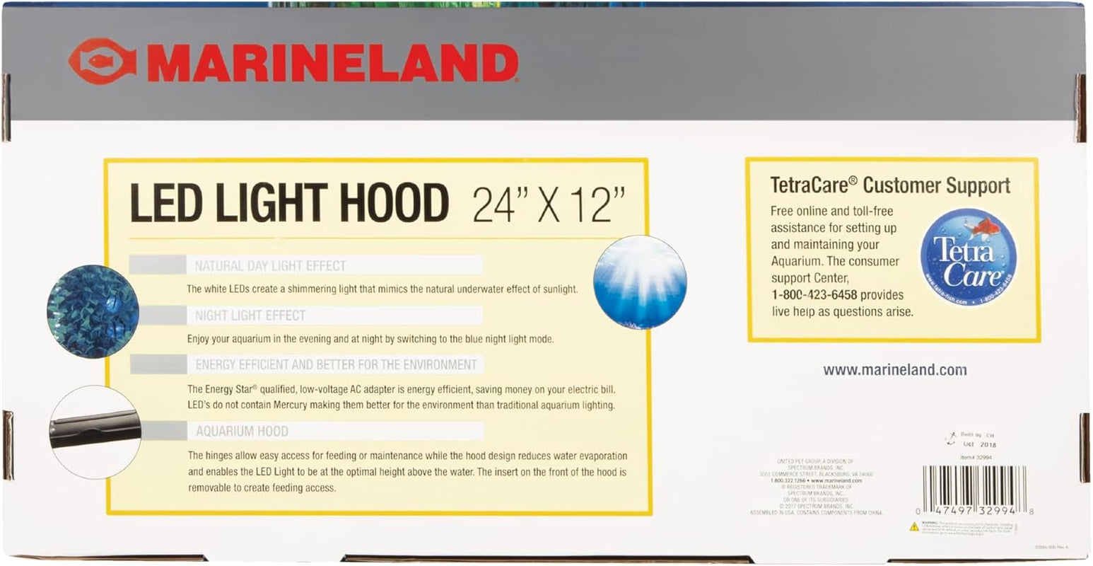 LED Light Hood for Aquariums, Day & Night Light 24 by 12-Inch,Blacks & Grays