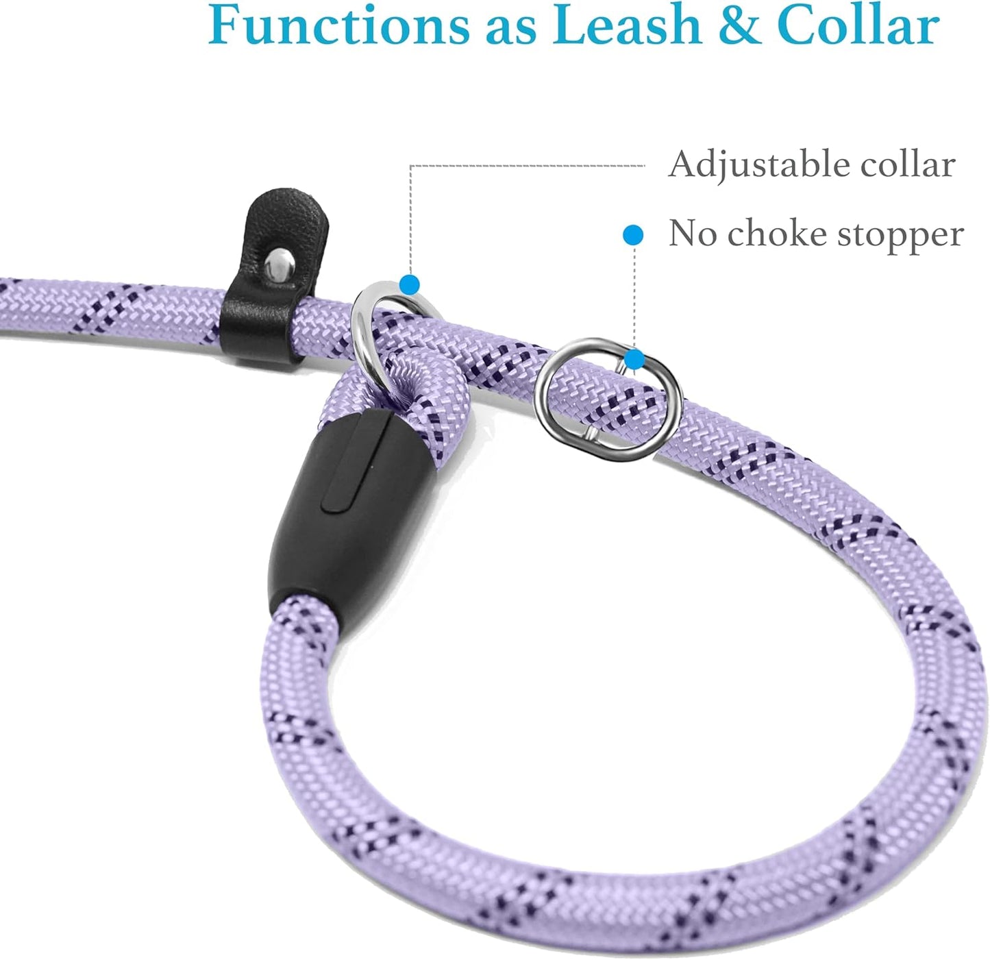 Lavender Slip Lead Dog Leash 1/2" x 6 FT