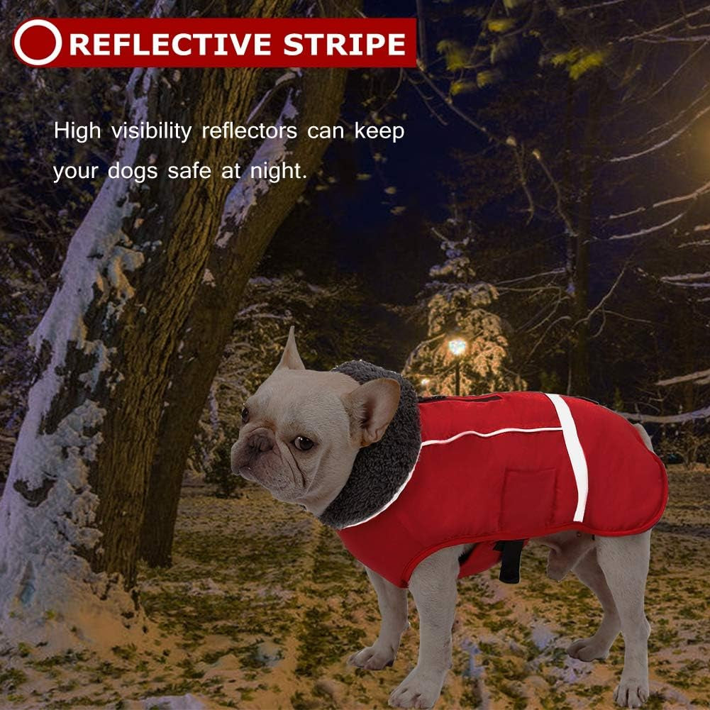 Warm Dog Coat Reflective Dog Jacket, Waterproof Dog Winter Coat Turtleneck Dog Clothes for Cold Weather, Thick Fleece Dog Snowsuit Christmas Dog Vest Pet Apparel for Small Medium Large Dogs 3XL