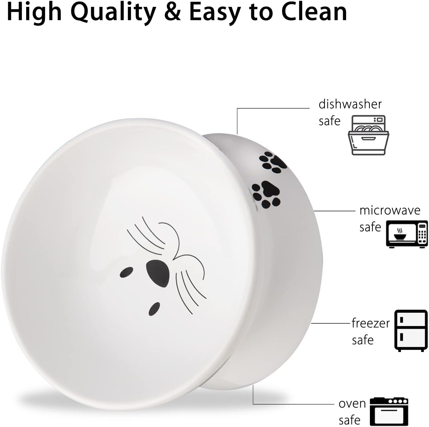 Cat Food Bowls, 10 OZ Elevated Cat Bowls for Cats and Small Dogs, Tilted Pet Feeder Bowl with Raised Stand Protect Cat'S Spine, Ceramic Cat Water Bowl No-Spill, Stress Free Cat Dish 1Pcs