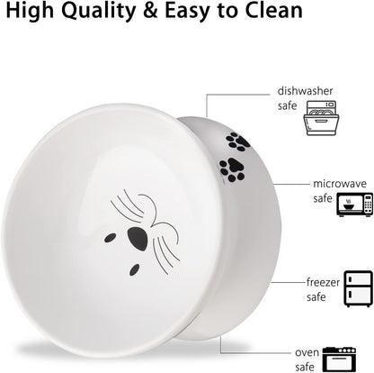 Cat Food Bowls, 10 OZ Elevated Cat Bowls for Cats and Small Dogs, Tilted Pet Feeder Bowl with Raised Stand Protect Cat'S Spine, Ceramic Cat Water Bowl No-Spill, Stress Free Cat Dish 1Pcs