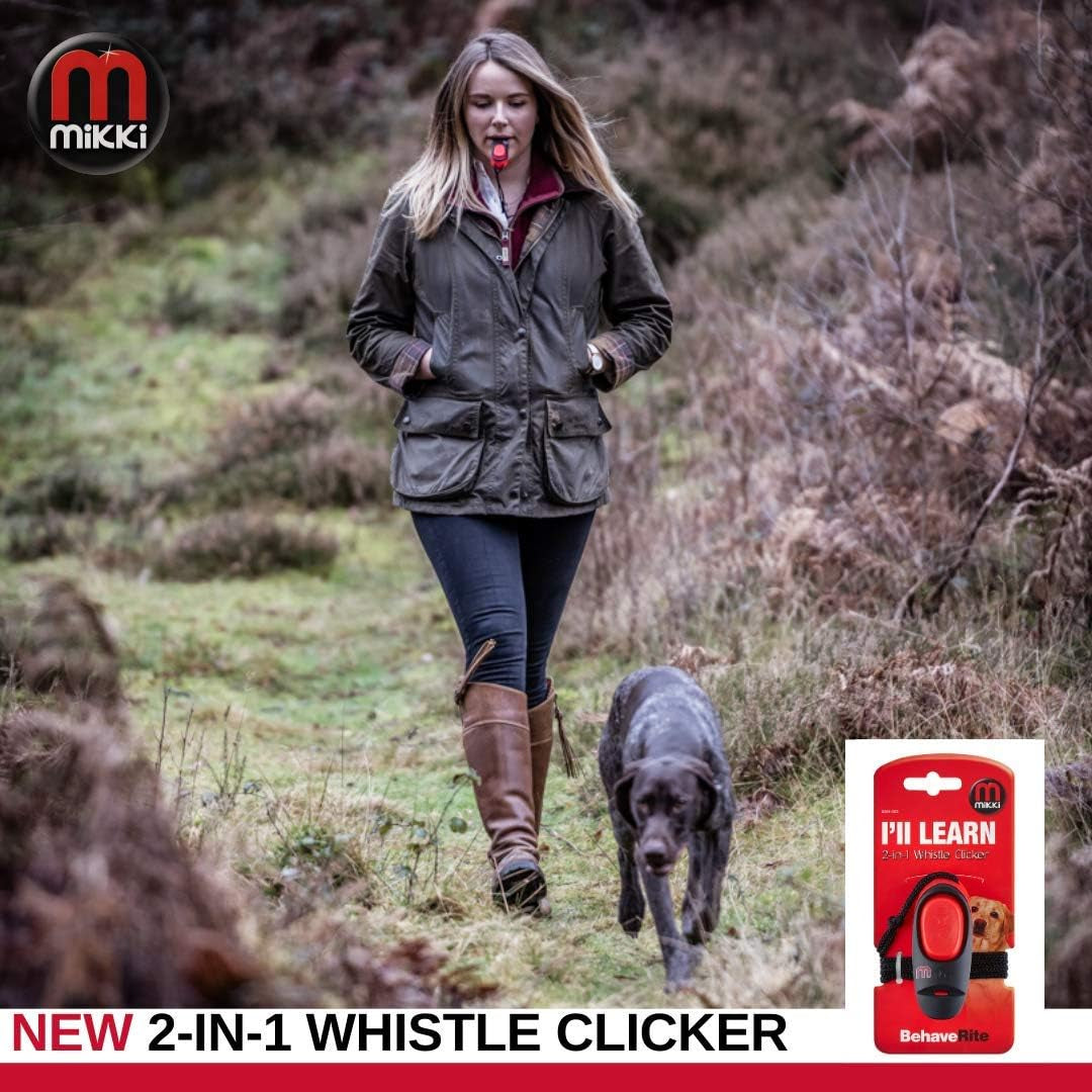 2-In-1 High Pitched Whistle Clicker, Dog Clicker Training Aid for Recall and Command Behaviour, with Neck Strap and Belt Hook 31 G