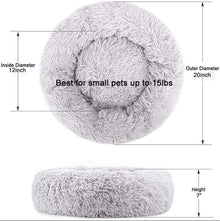Cat Beds for Indoor Cats,20’’X20’’ Washable Donut Bed,Soft Plush Pet Cushion,Waterproof Bottom Fluffy Dog and Cat Calming and Self-Warming Bed for Sleep Improvement,Grey