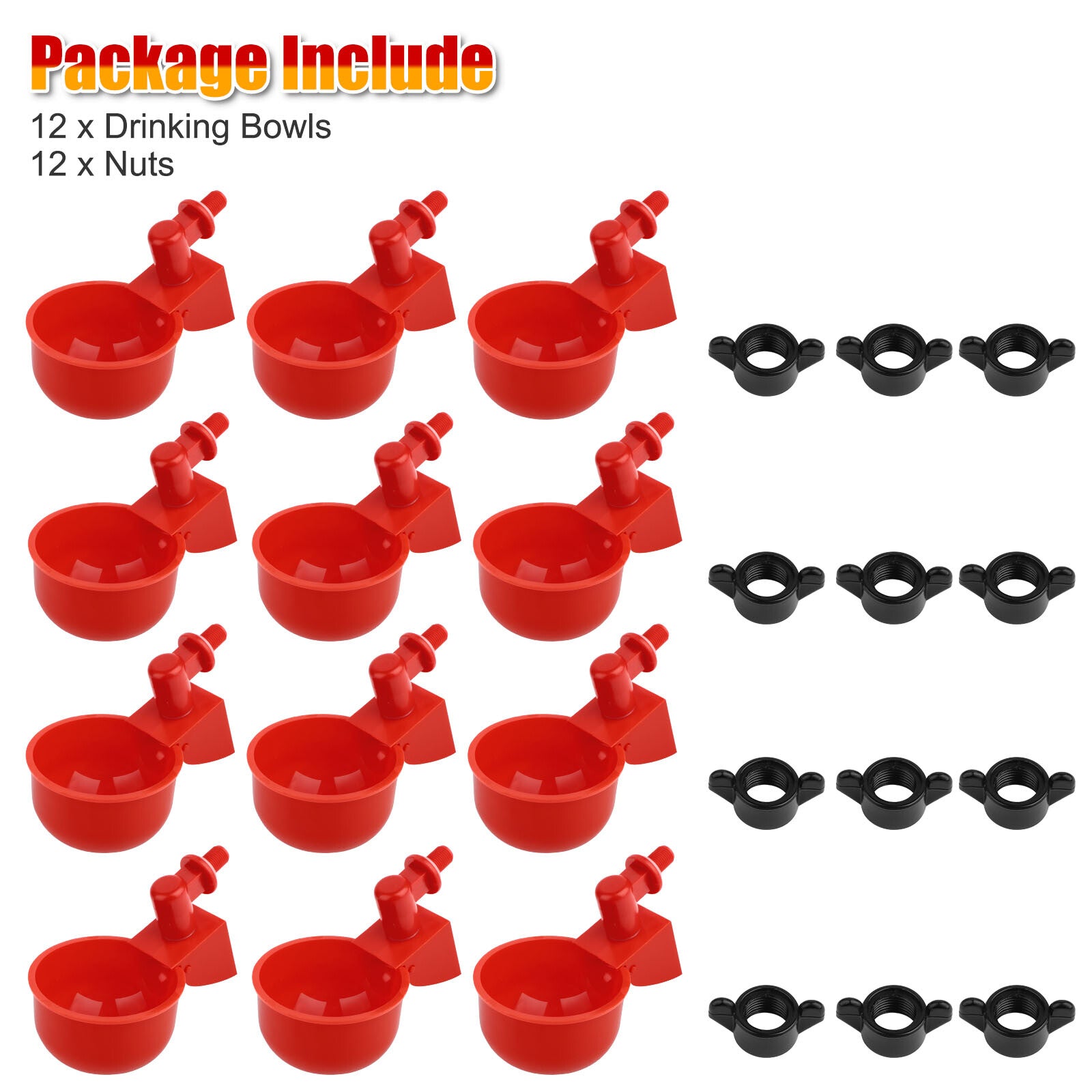 12X Chicken Automatic Watering Cups, Drinker Waterer, for Duck Quail Hen Poultry