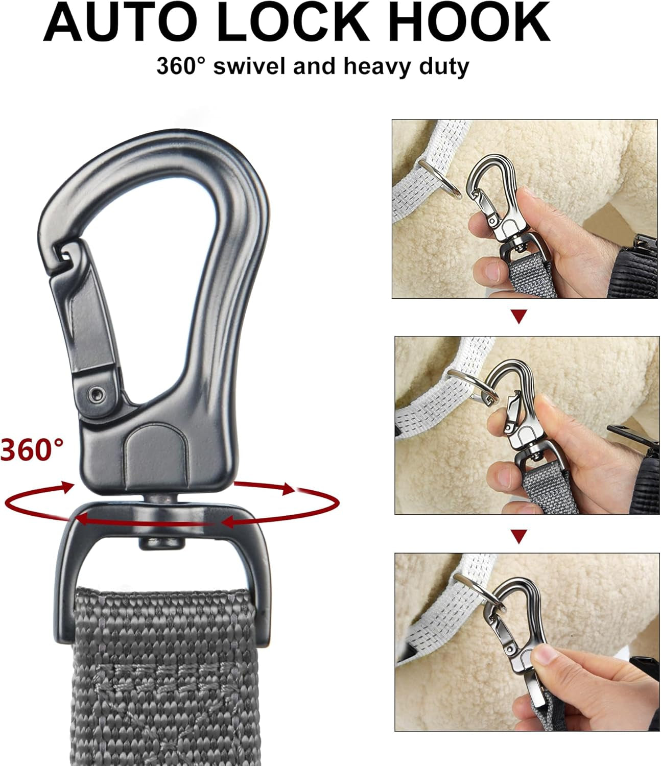 4FT Heavy Duty Reflective Dog Leash, Grey, Double Handle