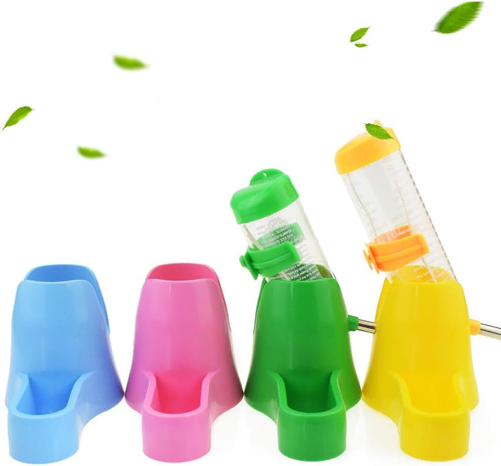 Hamster Water Bottle, Pet Dispenser for Cage with Base Hut Small Pet Nest Hamster Water Bottle Holder(Pink)