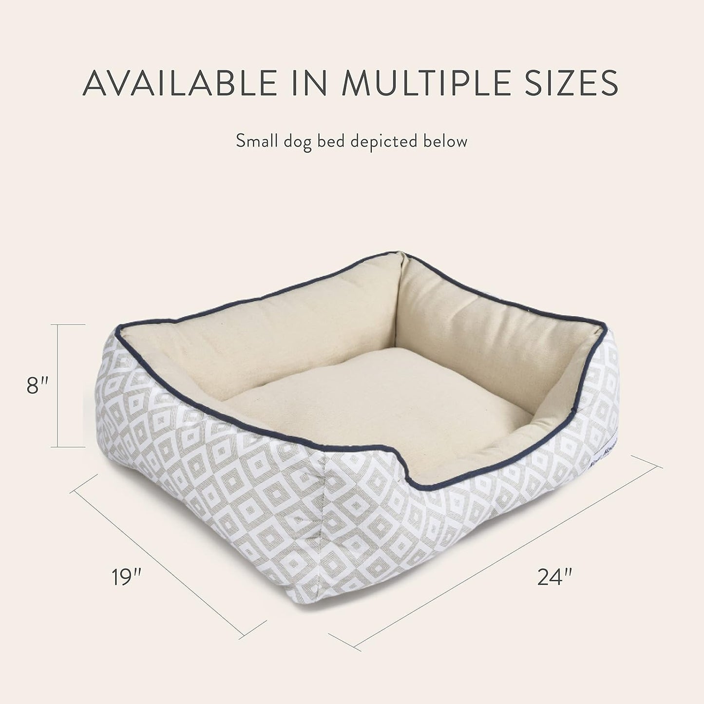 Grey Diamond Cuddler Dog Bed, Small 24" x 19" x 8"