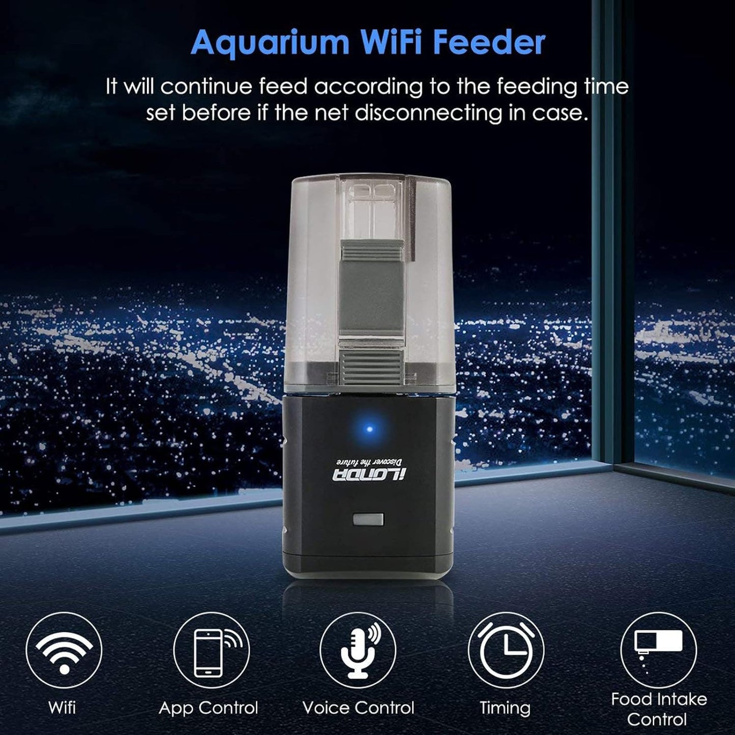 [Upgrade] Wifi Control Automatic Fish Feeder with APP  Aquarium Automatic Fish Feeder, Wifi Control Auto Fish Food Dispenser for Home Office (Black)