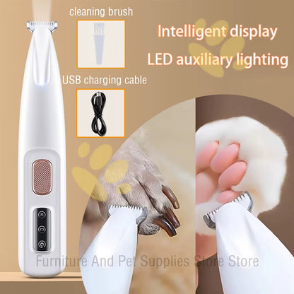 Fully Waterproof LED Dog Paw Trimmer, Low-Noise Grooming