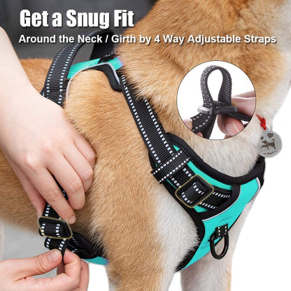 Mint Blue No-Pull Reflective Dog Harness with Handle
