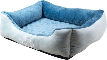 Orthopedic Rectangle Bolster Pet Bed,Dog Bed, Medium 25X21 Inches Blue, by , Blue with Orthopedic Insert. (HCT-ORT-BLUE)