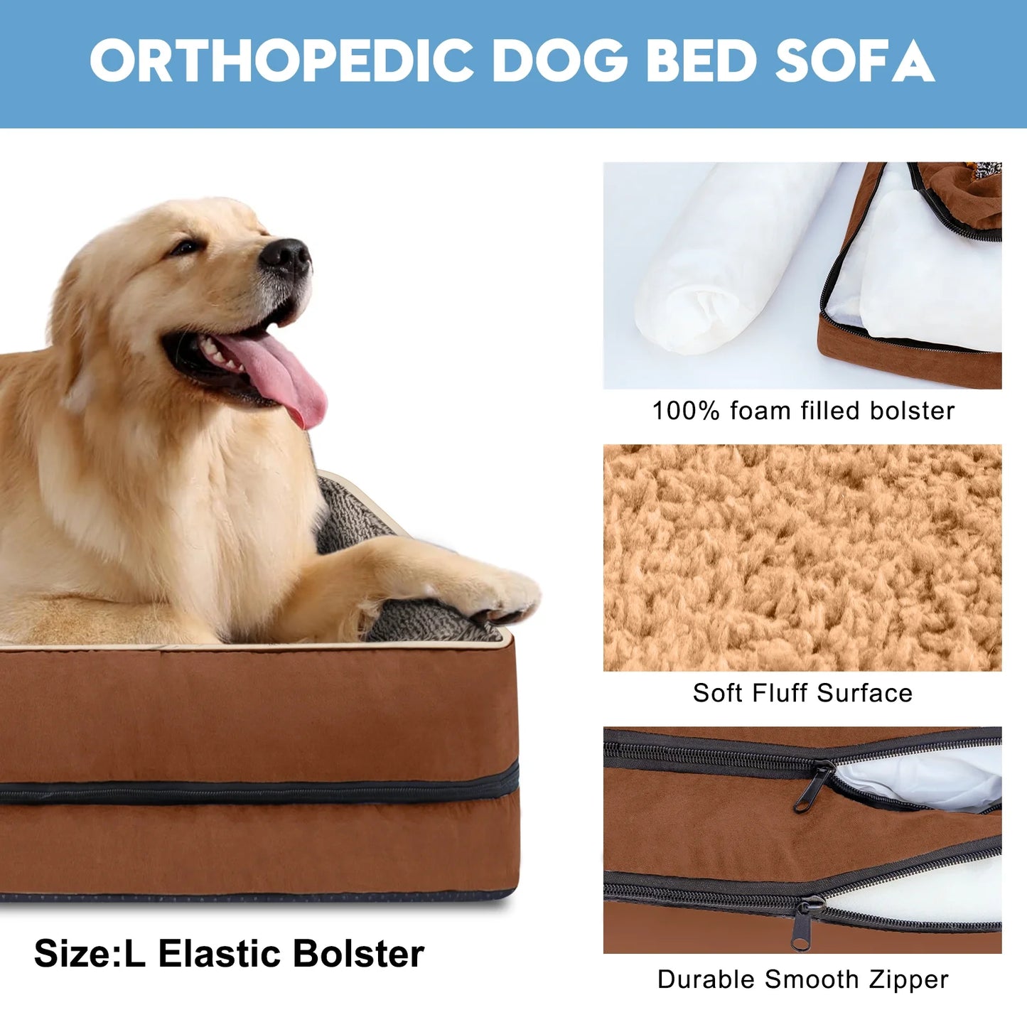 Orthopedic Egg Crate Dog Bed Sofa, Size S (20" x 16")