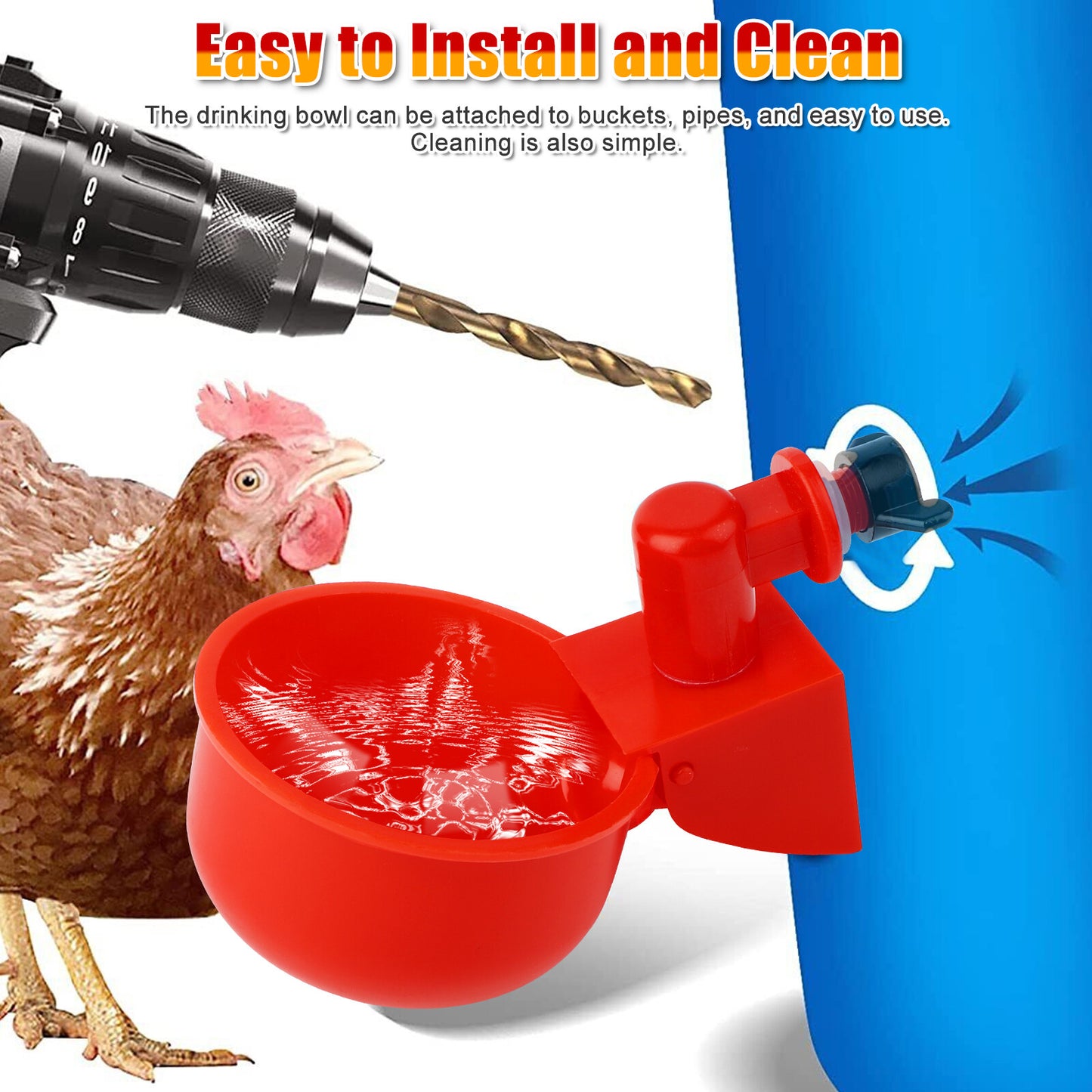 12X Chicken Automatic Watering Cups, Drinker Waterer, for Duck Quail Hen Poultry