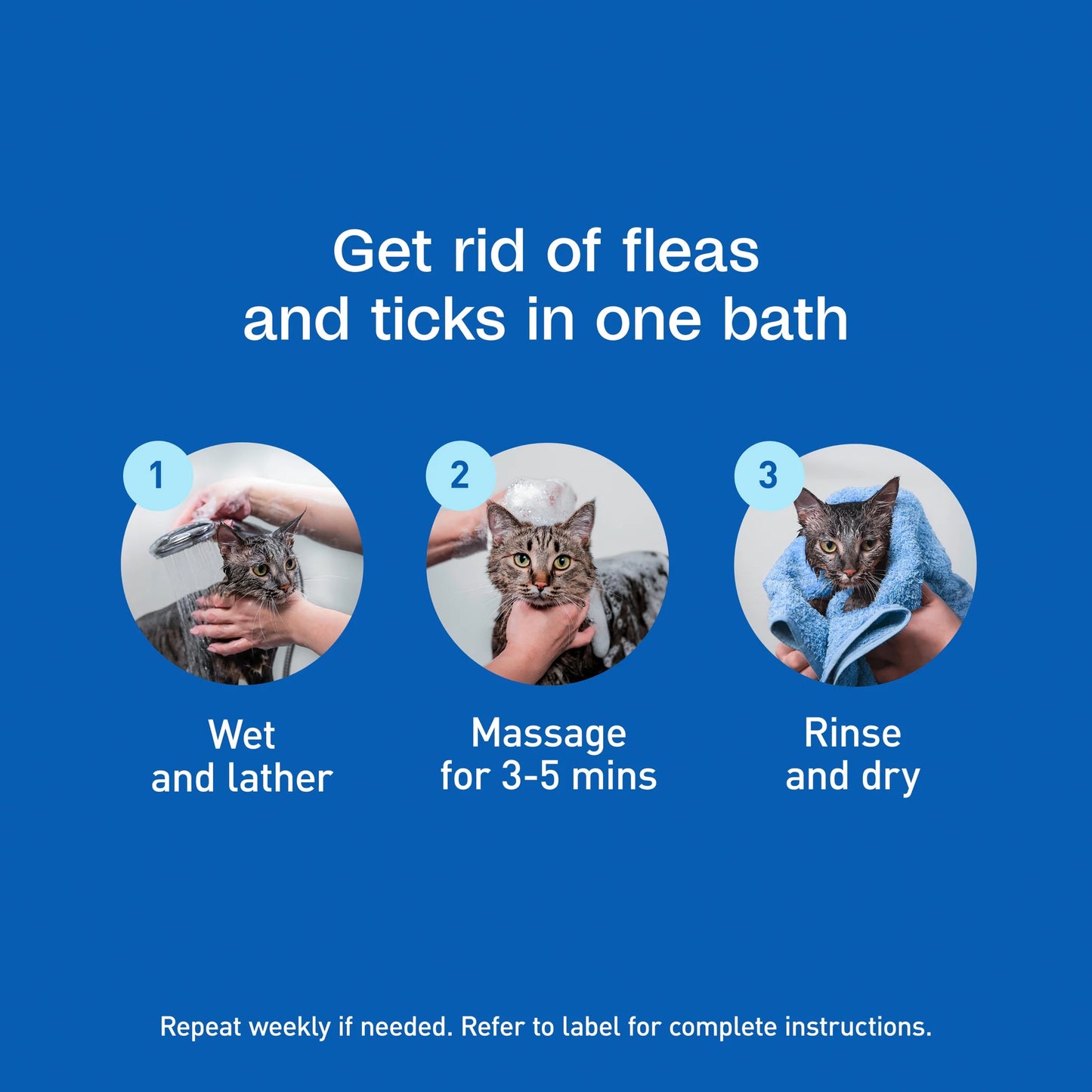 plus Flea & Tick Foaming Shampoo & Wash for Cats & Kittens over 12 Weeks, Sensitive Skin Flea Treatment for Cats & Kittens, Kills Adult Fleas, Ticks and Lice on Contact, 10 Fluid Ounces