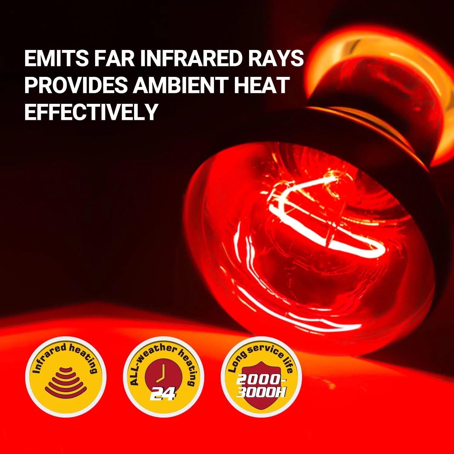 Reptile Heat Lamp 100W, 2Pcs E26 Basking Spot Light, Infrared Heat Lamp, Red
