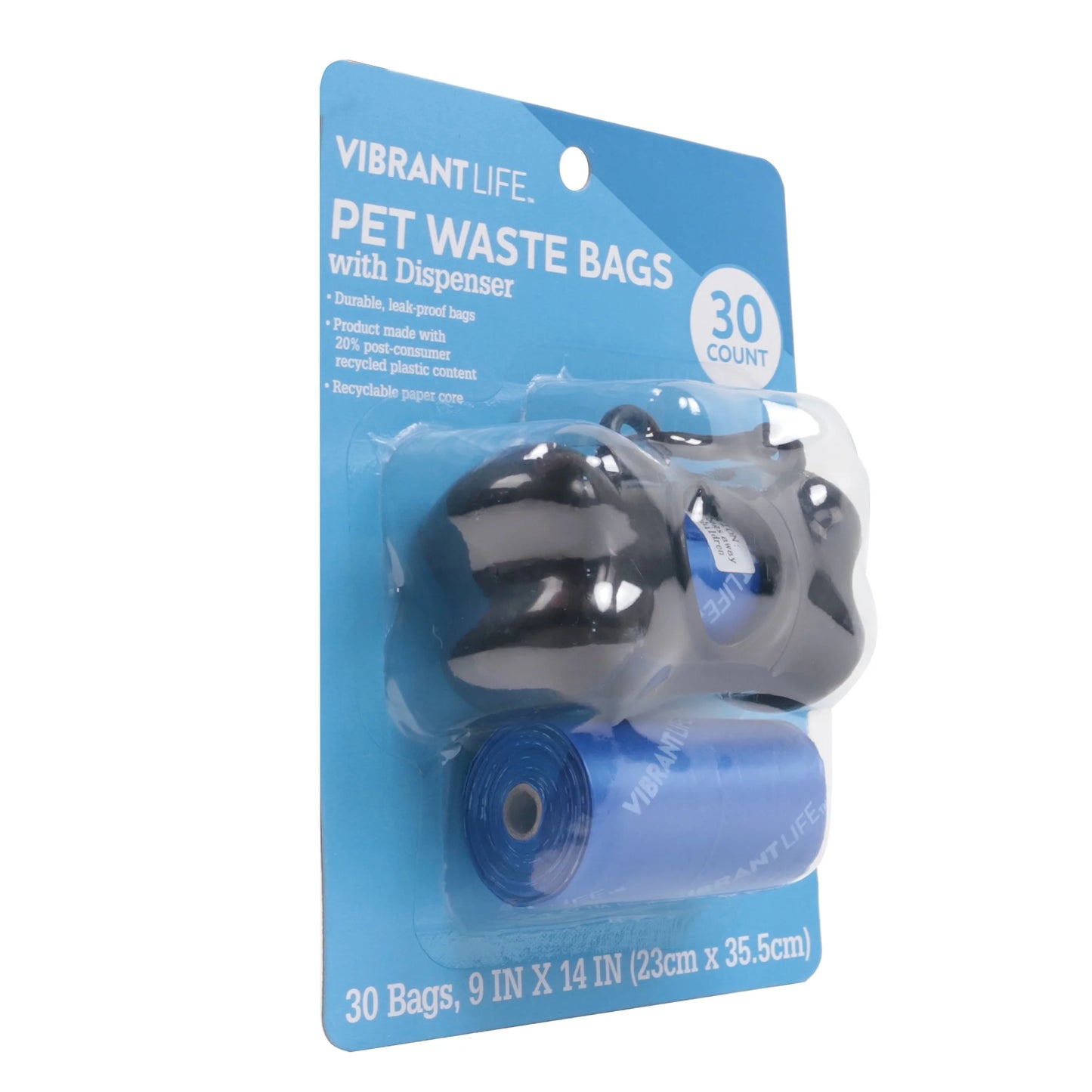 Dog Poop Bag Dispenser Holder with Blue Pet Waste Bag, 30 Count