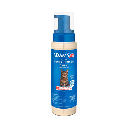 plus Flea & Tick Foaming Shampoo & Wash for Cats & Kittens over 12 Weeks, Sensitive Skin Flea Treatment for Cats & Kittens, Kills Adult Fleas, Ticks and Lice on Contact, 10 Fluid Ounces