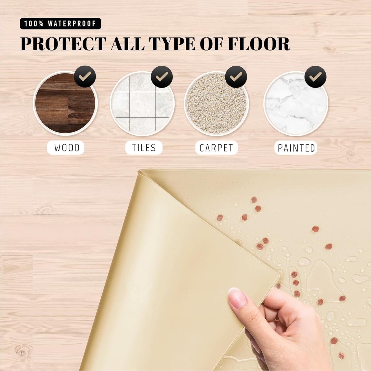 32X24'' Silicone Dog Mat for Food and Water, 0.63'' Edge Dog Food Bowl Mats for Floor Waterproof, Dogs Water Mat for Sloppy Drinker, Non Slip Rubber Pet Feeding Mats for Indoor Dogs and Cats