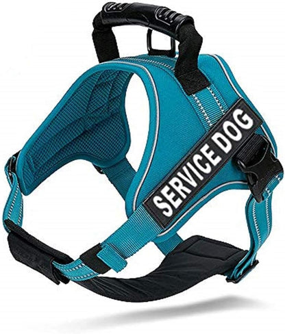 Teal Blue Service Dog Vest Harness, X-Small No-Choke Comfort