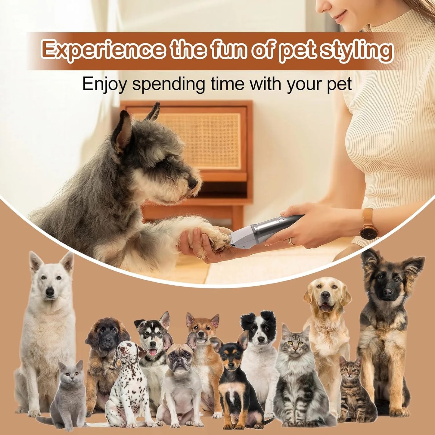 4-in-1 Low-Noise Cordless Dog Grooming Clippers Kit