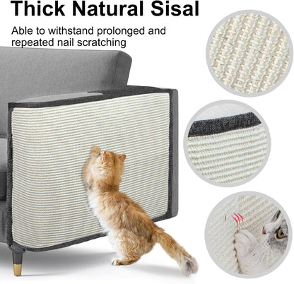 Cat Scratch Sofa Protector,Cat Scratching Couch Protector with 19.7''L*23.6''W Natural Sisal Scratching Mat for Protecting Couch Sofa Chair (Dark Grey/Left Hand)