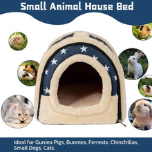 Guinea Pig & Rabbit Cozy Hideout House - Small Animal Bed for Guinea Pigs, Rabbits, Hamsters, Rats & Chinchillas Cave Bed (Stars)