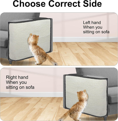 Cat Scratch Sofa Protector,Cat Scratching Couch Protector with 19.7''L*23.6''W Natural Sisal Scratching Mat for Protecting Couch Sofa Chair (Dark Grey/Left Hand)