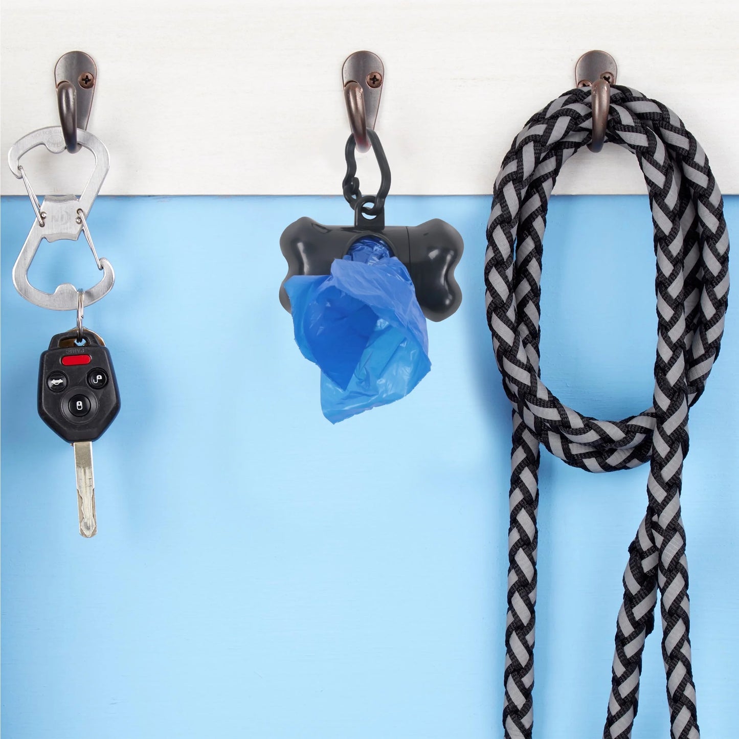 Dog Poop Bag Dispenser Holder with Blue Pet Waste Bag, 30 Count