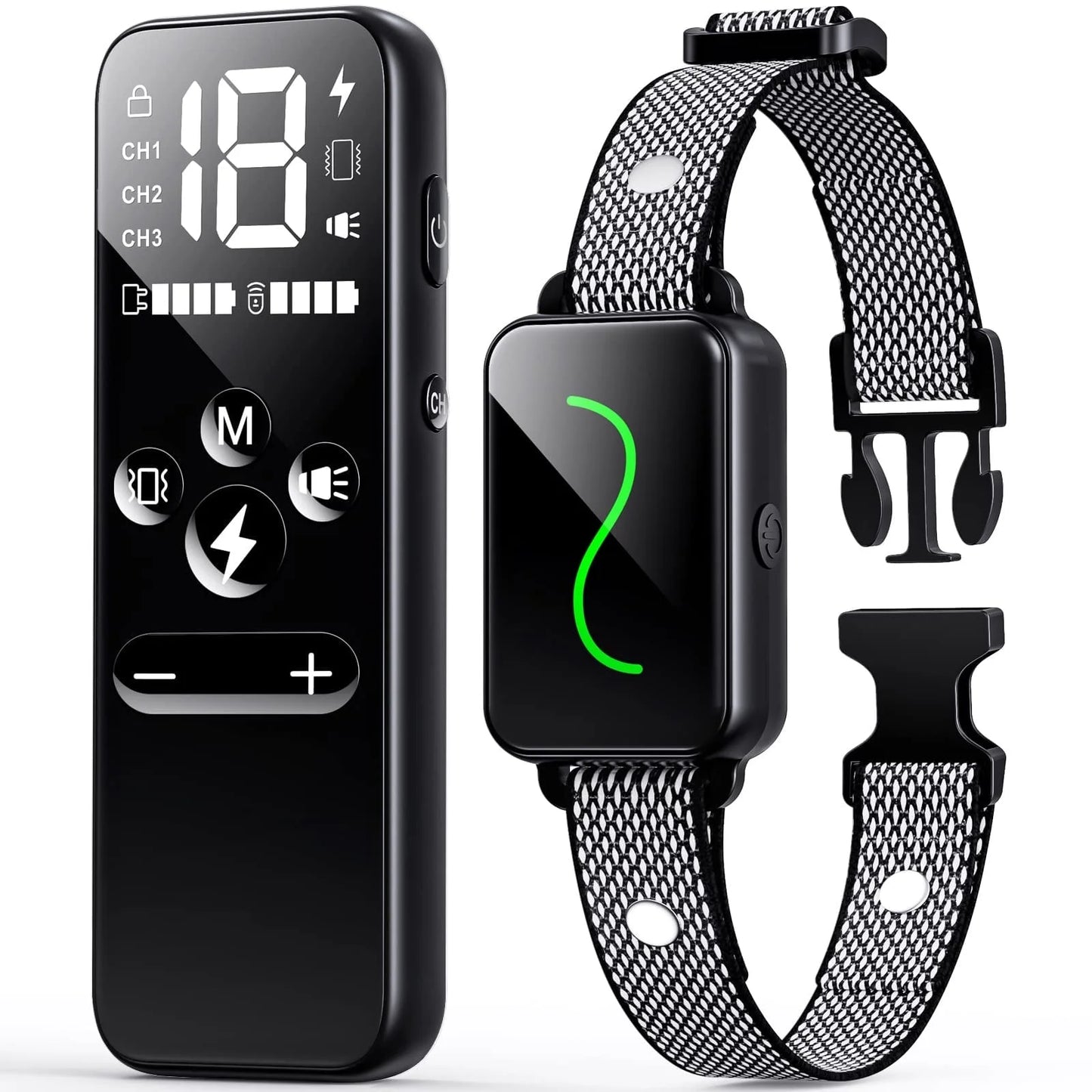 Dog Shock Collar, Dog Training Collar with Remote, IPX7 Waterproof with 3 Training Modes, Suitable for All Breeds