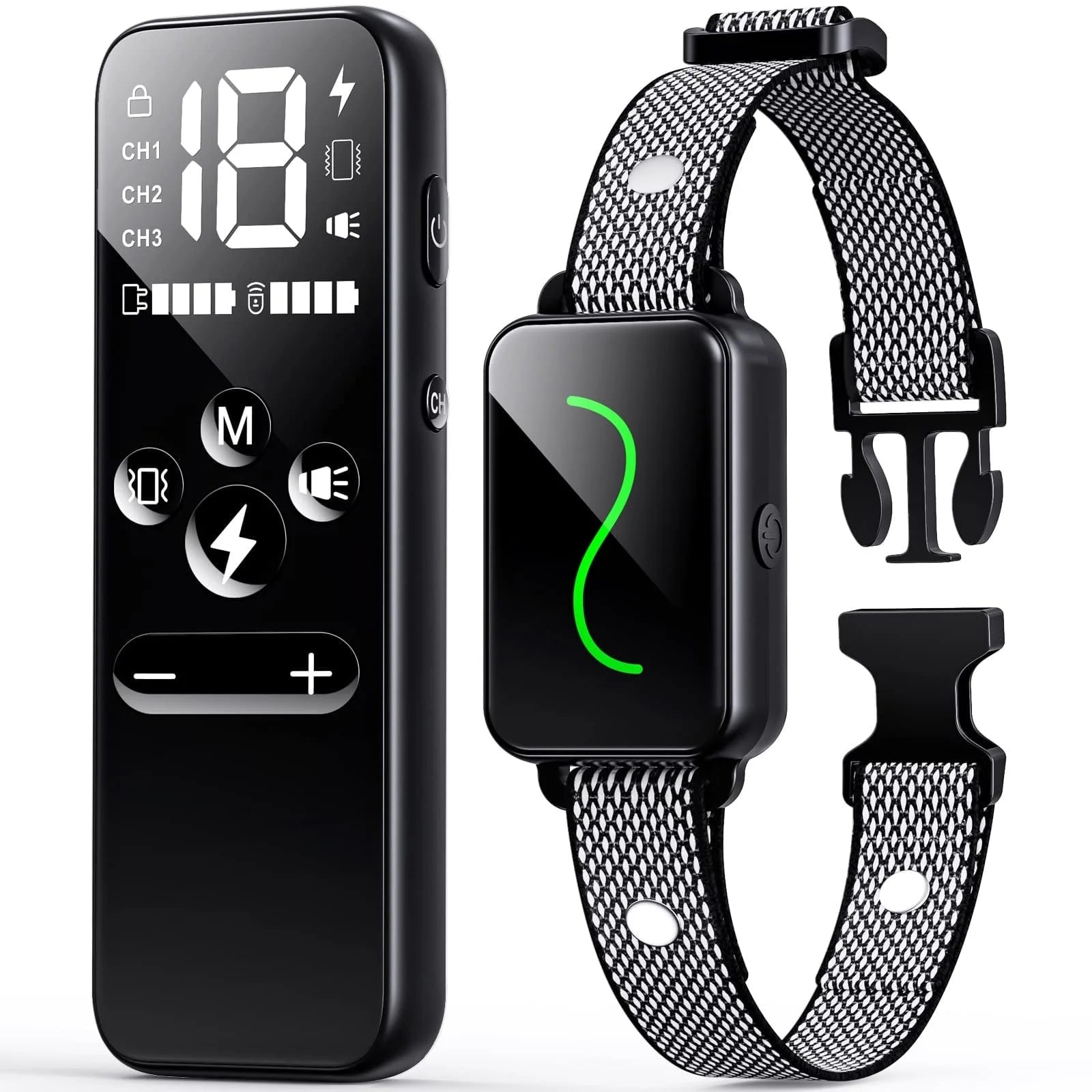 Dog Shock Collar, Dog Training Collar with Remote, IPX7 Waterproof with 3 Training Modes, Suitable for All Breeds