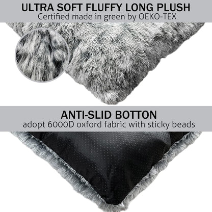 Beige 41”×27” Washable Plush Dog Bed Crate Mat For Large Dogs